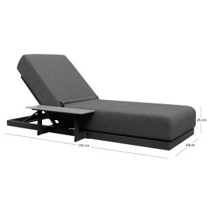 Chaise longue with built-in side table Sublime Sm6560.01 gray aluminum and sintered stone 193x69x26in