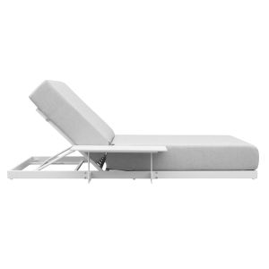 Chaise longue with built-in side table Sublime Sm6560.02 white aluminum and sintered stone 193x69x26h