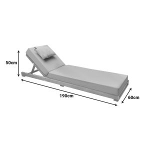 Chaise longue with cushion Specta solid beech wood 60x190x50 cm