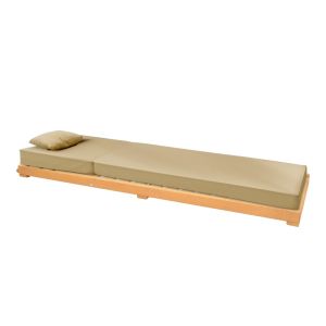 Chaise longue with cushion Specta solid beech wood in natural color 60x190x50 cm