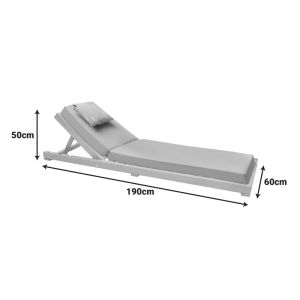 Chaise longue with cushion Specta solid beech wood in natural color 60x190x50 cm