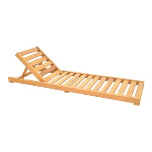 Chaise longue with cushion Specta-vertian solid beech wood in natural color 60x190x50cm