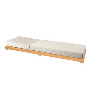 Chaise longue with cushion Specta-vertian solid beech wood in natural color 60x190x50cm