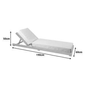 Chaise longue with cushion Specta-vertian solid beech wood in natural color 60x190x50cm
