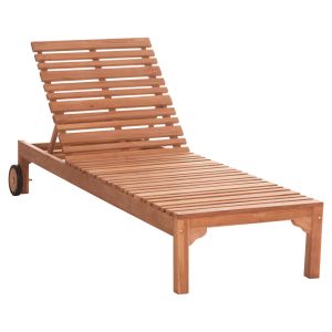 Chaise longue with wheels Stellano Hm6159 teak wood in natural color 200x65x31cm.