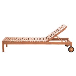 Chaise longue with wheels Stellano Hm6159 teak wood in natural color 200x65x31cm.