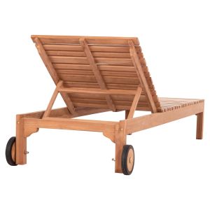 Chaise longue with wheels Stellano Hm6159 teak wood in natural color 200x65x31cm.