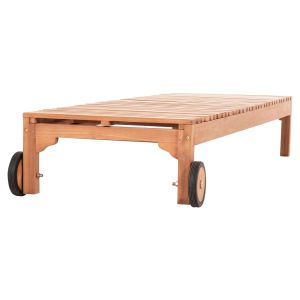 Chaise longue with wheels Stellano Hm6159 teak wood in natural color 200x65x31cm.