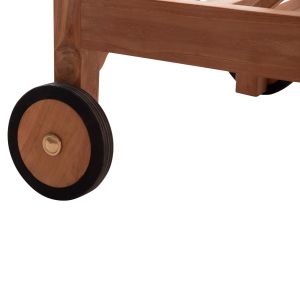 Chaise longue with wheels Stellano Hm6159 teak wood in natural color 200x65x31cm.