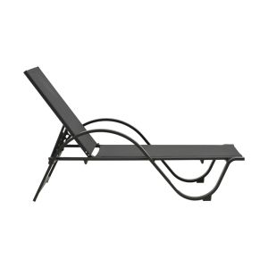 Chaise longue with armrests Attain aluminum and textile in dark gray shade 200x62x35