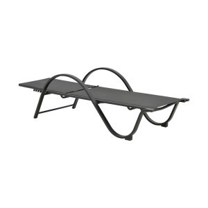 Chaise longue with armrests Attain aluminum and textile in dark gray shade 200x62x35