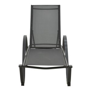 Chaise longue with armrests Attain aluminum and textile in dark gray shade 200x62x35
