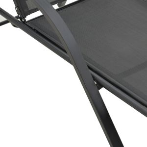 Chaise longue with armrests Attain aluminum and textile in dark gray shade 200x62x35