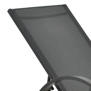 Chaise longue with armrests Attain aluminum and textile in dark gray shade 200x62x35