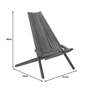 Folding chaise lounge, natural teak wood, 101x63x80cm