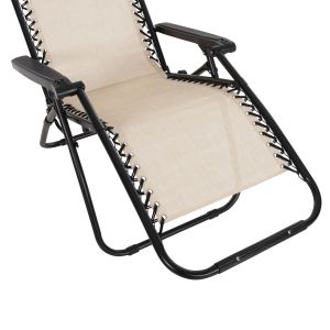 Шезлонг сгъваем стол Companion Hm5095,12 бежов текстилен - черен метал 67x145x110cm