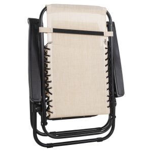 Шезлонг сгъваем стол Companion Hm5095,12 бежов текстилен - черен метал 67x145x110cm