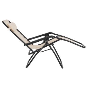 Шезлонг сгъваем стол Companion Hm5095,12 бежов текстилен - черен метал 67x145x110cm