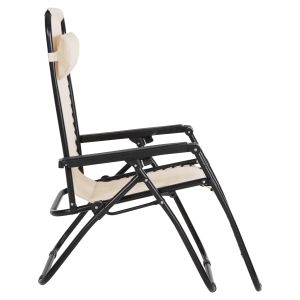 Шезлонг сгъваем стол Companion Hm5095,12 бежов текстилен - черен метал 67x145x110cm