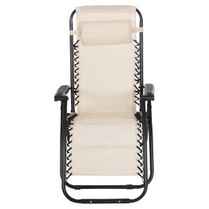 Шезлонг сгъваем стол Companion Hm5095,12 бежов текстилен - черен метал 67x145x110cm
