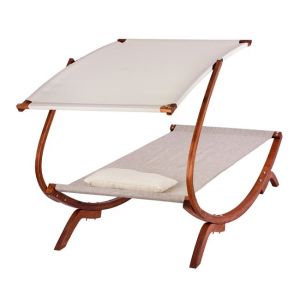 Шезлонг със сенник Colby 105x221x162cм плажен/ градински,- бор масив Hm5671,02