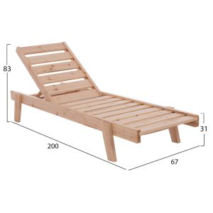 Chaise lounge Swedish solid wood Samos 67x200x83cm Hm11643