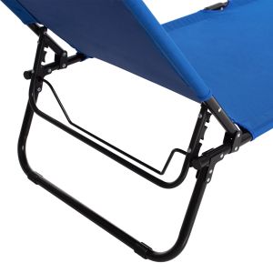 Chaise longue, black metallic with waterproof blue textile, Hm5278
