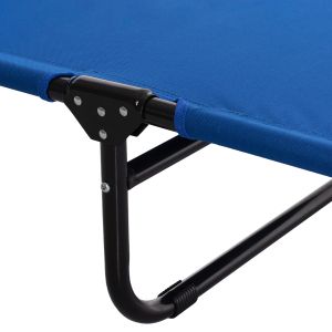 Chaise longue, black metallic with waterproof blue textile, Hm5278