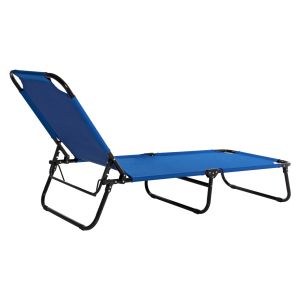 Chaise longue, black metallic with waterproof blue textile, Hm5278