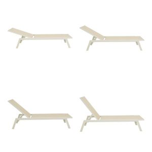 Boka chaise longue made of white aluminum and beige textile 60x192x31cm