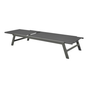 Boka chaise longue made of dark gray aluminum and black textile 60x192x31cm