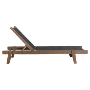 Milos chaise longue Hm10685.03 beech in walnut - black textile cushion cover 204x65x92.5cm.
