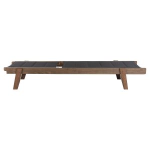 Milos chaise longue Hm10685.03 beech in walnut - black textile cushion cover 204x65x92.5cm.