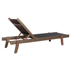 Milos chaise longue Hm10685.03 beech in walnut - black textile cushion cover 204x65x92.5cm.