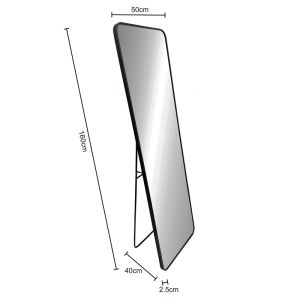Wide floor mirror Jayrens Boely rectangular aluminum frame black 50 X160 cm