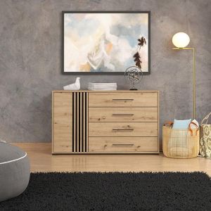 DRESSER ASCALON 135 2K4F ARTISAN OAK-BLACK COLOR 138x40x82cm