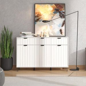 Cabinet Brest 3k3f in white-white matte color, dimensions 138x40x90cm