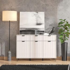 Cabinet Brest 3k3f in cashmere-cashmere matte color, dimensions 138x40x90cm