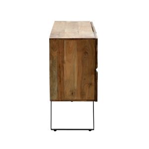 Imena cabinet, solid acacia wood in a natural shade with black metal legs, 148x43.5x86cm