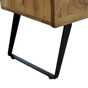 Imena cabinet, solid acacia wood in a natural shade with black metal legs, 148x43.5x86cm