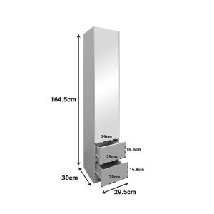 Lostro cabinet with column and mirror in white 29.5x30x164.5 cm