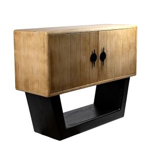 Шкаф Mdf - метален, натурален - черен 120x40x90см