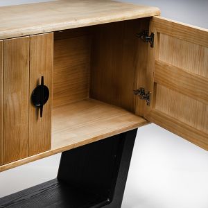 Шкаф Mdf - метален, натурален - черен 120x40x90см