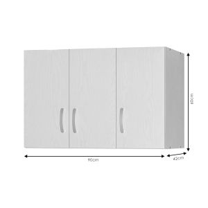 Zelia wardrobe with 3 doors in natural oak, dimensions 90x42x60cm