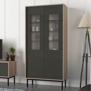 Cabinet in gray oak color with dimensions 90*40*185cm