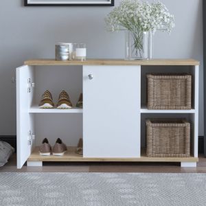 Hallway cabinet Deril white/sonoma color 90x33x52.5cm