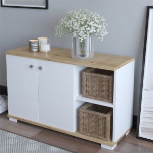 Hallway cabinet Deril white/sonoma color 90x33x52.5cm