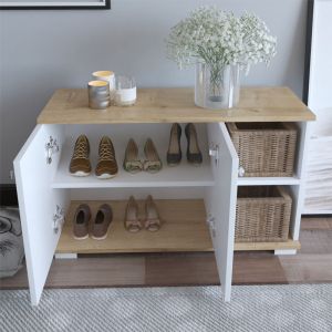 Hallway cabinet Deril white/sonoma color 90x33x52.5cm