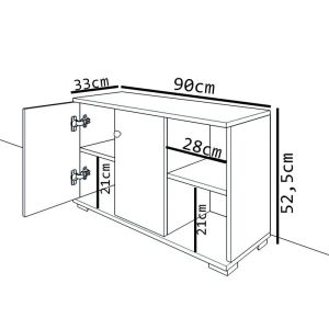 Hallway cabinet Deril white/sonoma color 90x33x52.5cm