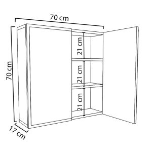 Poliana bathroom cabinet with mirror in white color 70x17x70cm